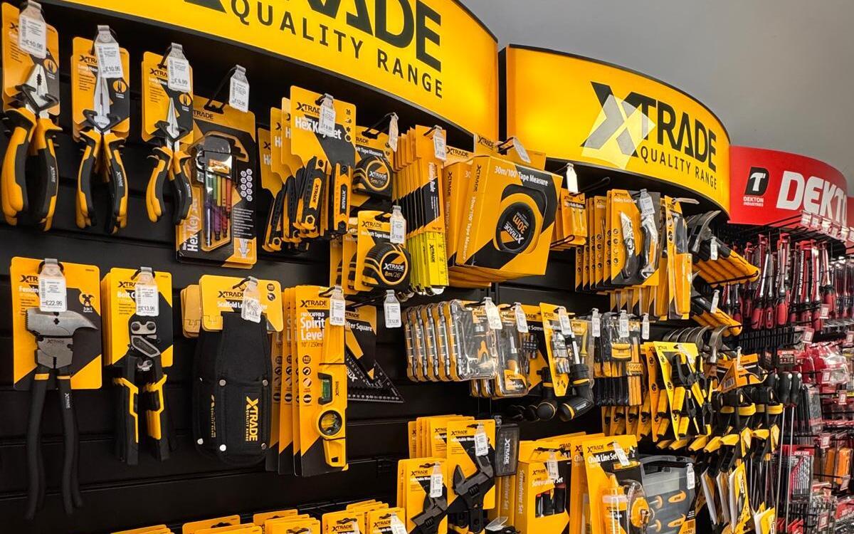 Tools on a shop shelf